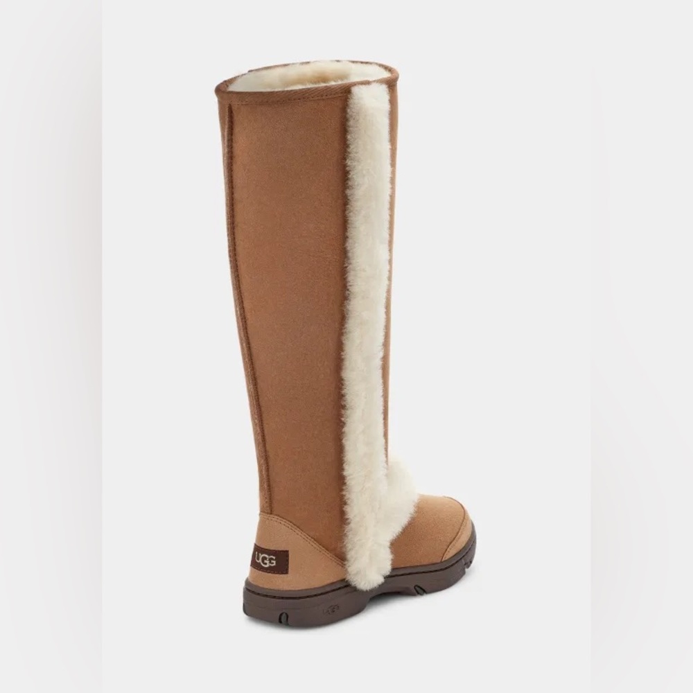 UGG | Sunburst Extra Tall Boots In Chestnut Suede Shearling NEW - Picture 6 of 14